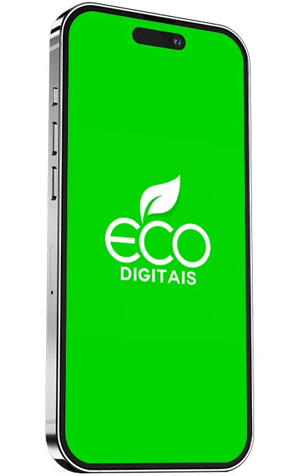 mockup de celular com o logo da Eco Digitais